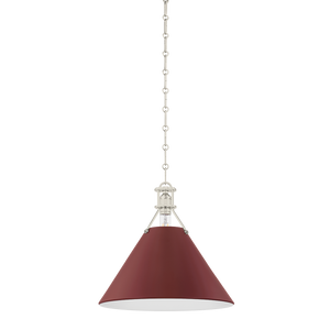 Close-up of the Painted No. 2 Pendant 16" in polished nickel showing the shade shape and metal detail.