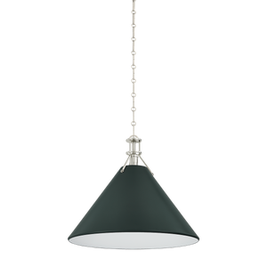 Close-up of the Painted No. 2 Pendant 21" in polished nickel showing the shade shape and metal detail.