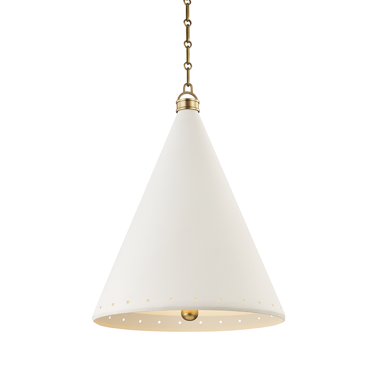 Plaster No.1 Pendant 20" in aged brass — a Hudson Valley pendant for kitchens, entries, and dining rooms at Laurie Yapp Home.