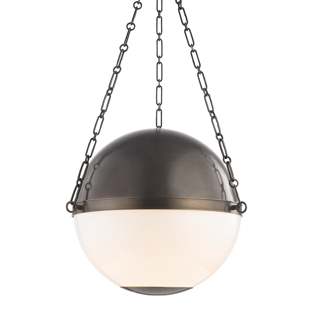 Sphere No.2 Pendant 20.5" in aged brass — a Hudson Valley pendant for kitchens, entries, and dining rooms at Laurie Yapp Home.