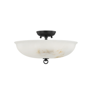 Somerset Semi Flush in dark bronze shown from a second angle to highlight the shade profile and mounting canopy.