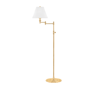 Signature No.1 Floor Lamp in aged brass — a Hudson Valley floor lamp for living rooms and reading nooks at Laurie Yapp Home.