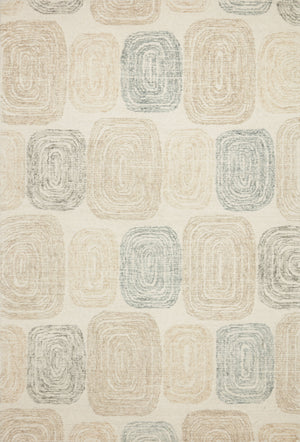 Side view of the Milo Teal / Neutral rug.