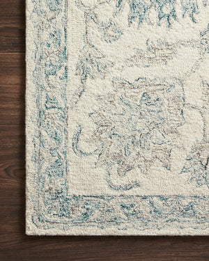 Norabel Ivory / Blue shown from a different angle to reveal its pattern.