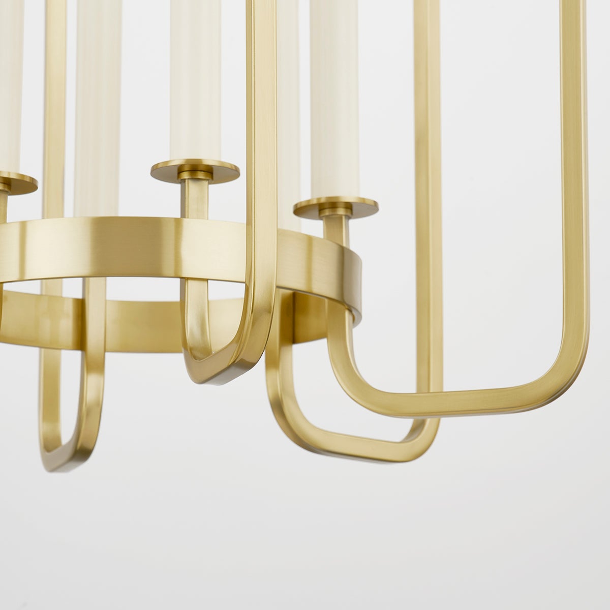 Oakville Lantern 18.25" in aged brass shown from the front to reveal the frame and glass panel detail.