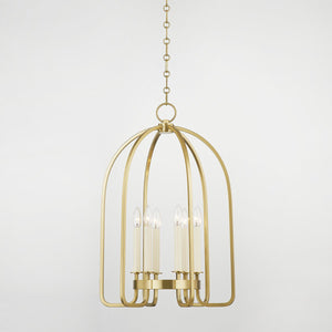 Close-up of the Oakville Lantern 18.25" in aged brass showing the frame and glass panel detail.