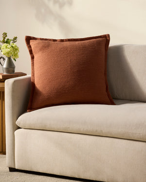 Morris Orange Pillow shown from another angle.