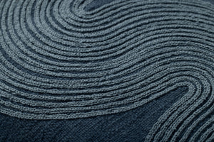 Navy / Blue Pillow shown from a different angle to reveal its pattern.