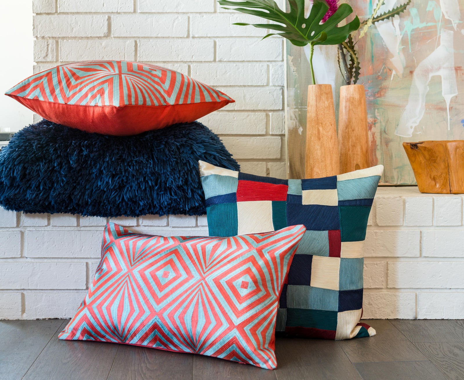 Navy Pillow (Pattern 1) — a Loloi pillow at Laurie Yapp Home.