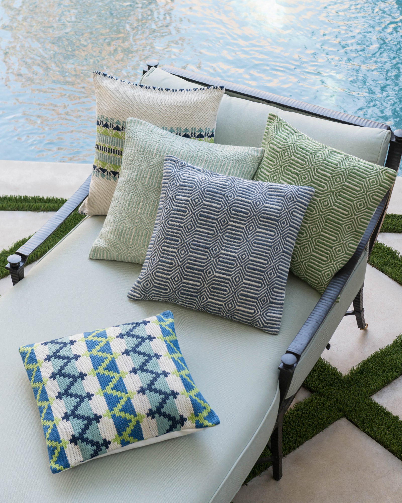Aqua / Ivory Pillow — a Loloi pillow at Laurie Yapp Home.