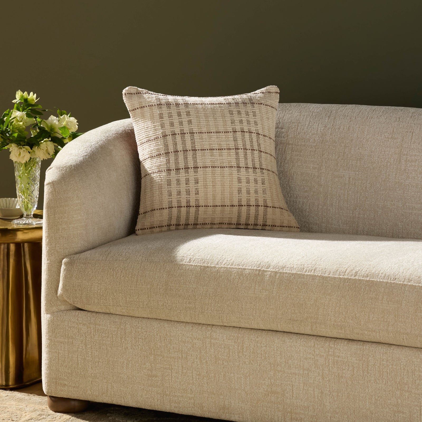 Vinnie Ivory / Brown Pillow — a Loloi pillow at Laurie Yapp Home.