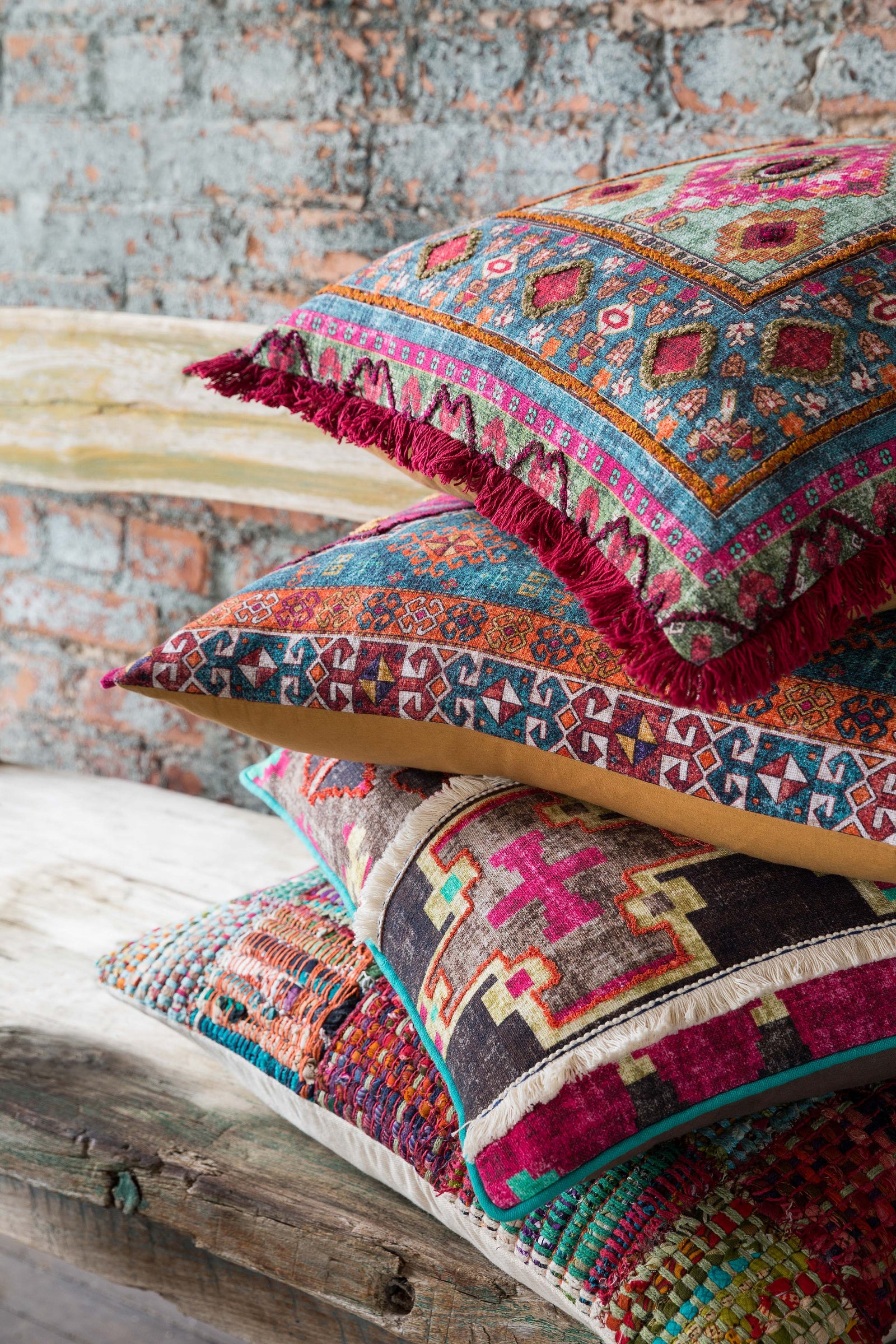 Red / Multi Pillow (Pattern 3) — a Loloi pillow at Laurie Yapp Home.