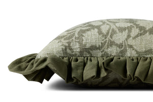 Kathleen Green Pillow shown from a different angle to reveal its pattern.