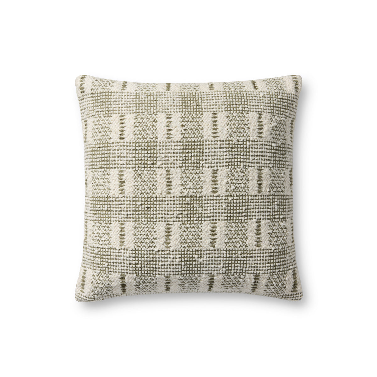 Ivory / Green Pillow (Pattern 1) — a Loloi pillow at Laurie Yapp Home.