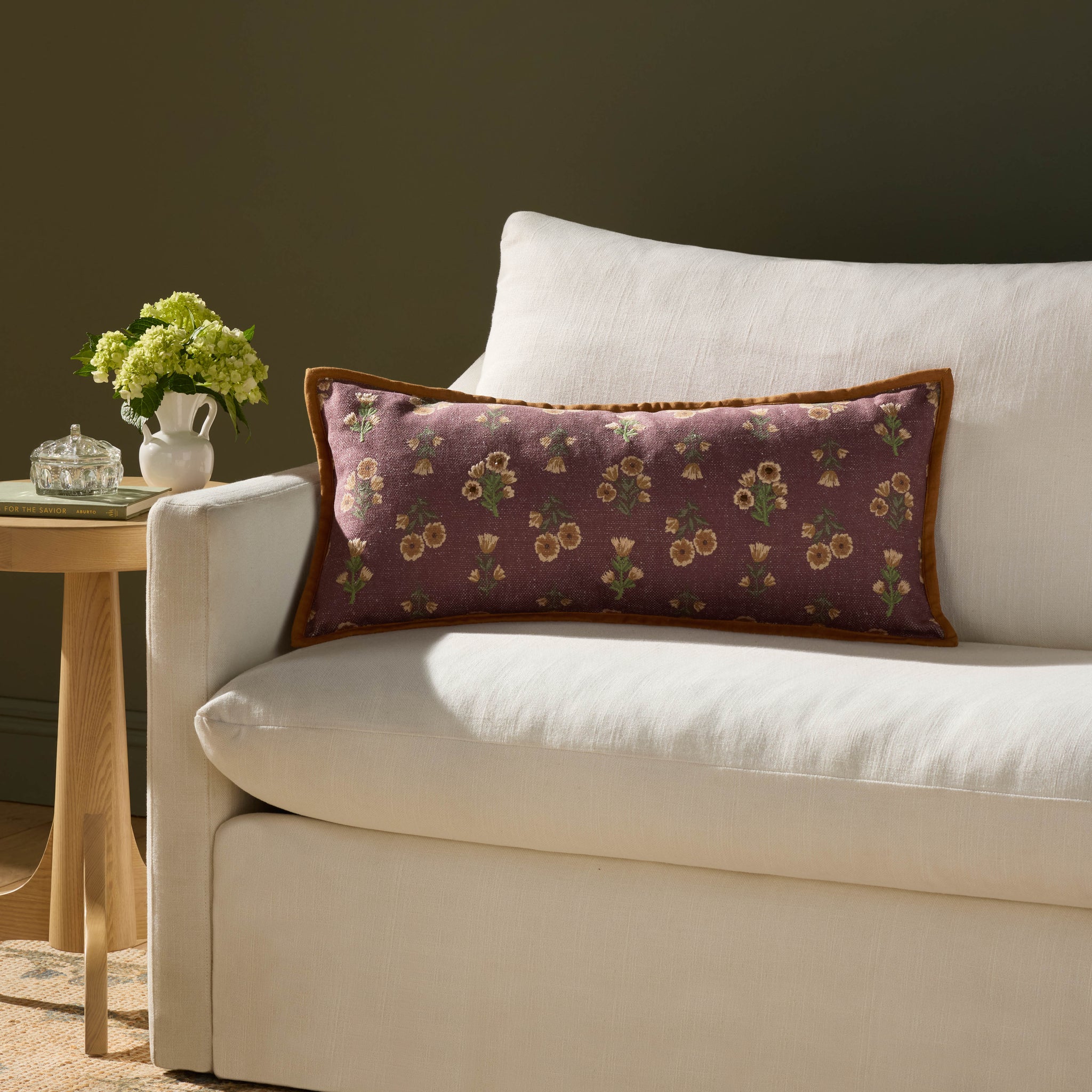 Posie Wine / Multi Pillow shown from another angle.