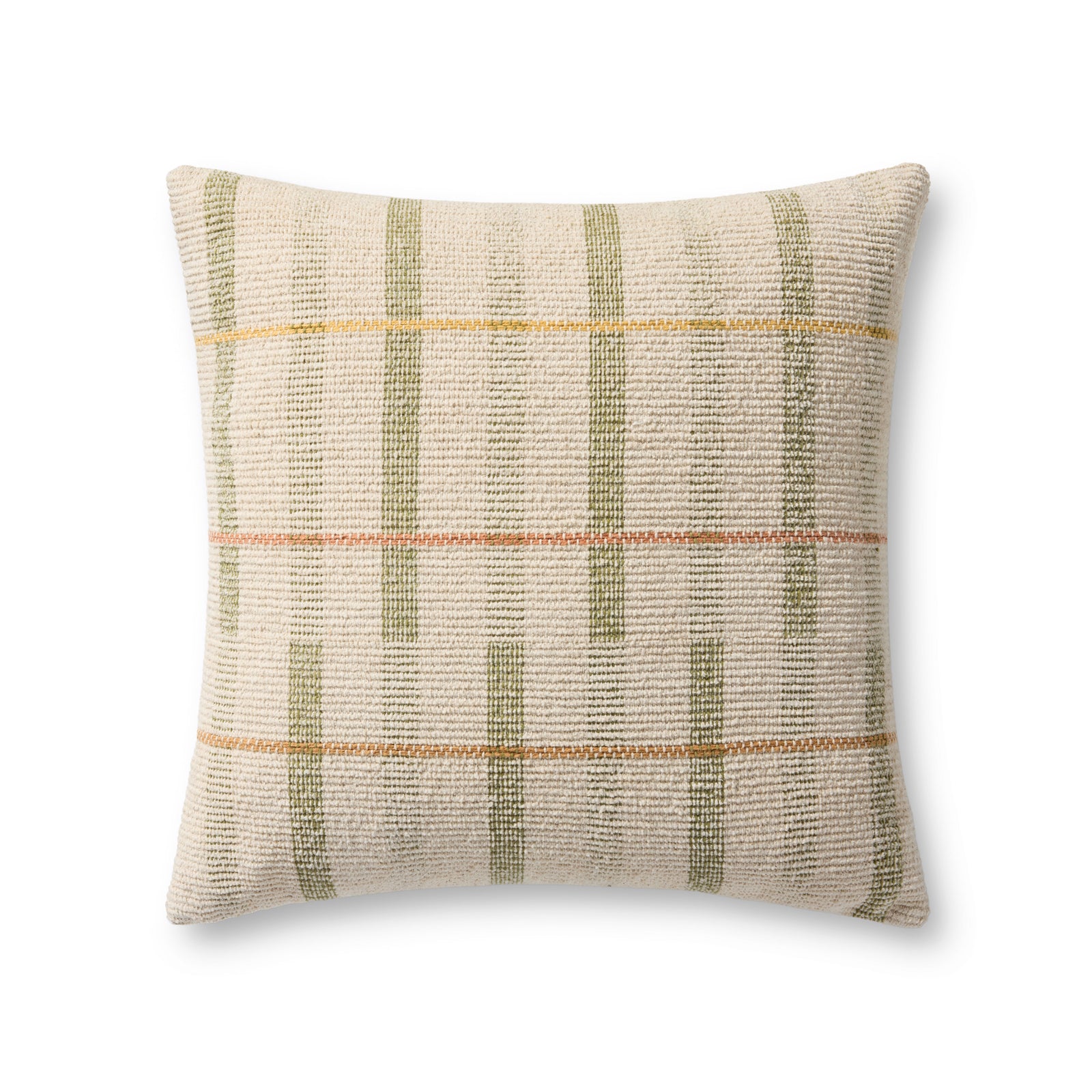Ivory / Green Pillow (Pattern 2) — a Loloi pillow at Laurie Yapp Home.