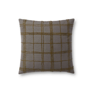 Edward Charcoal / Olive Pillow — a Loloi pillow at Laurie Yapp Home.