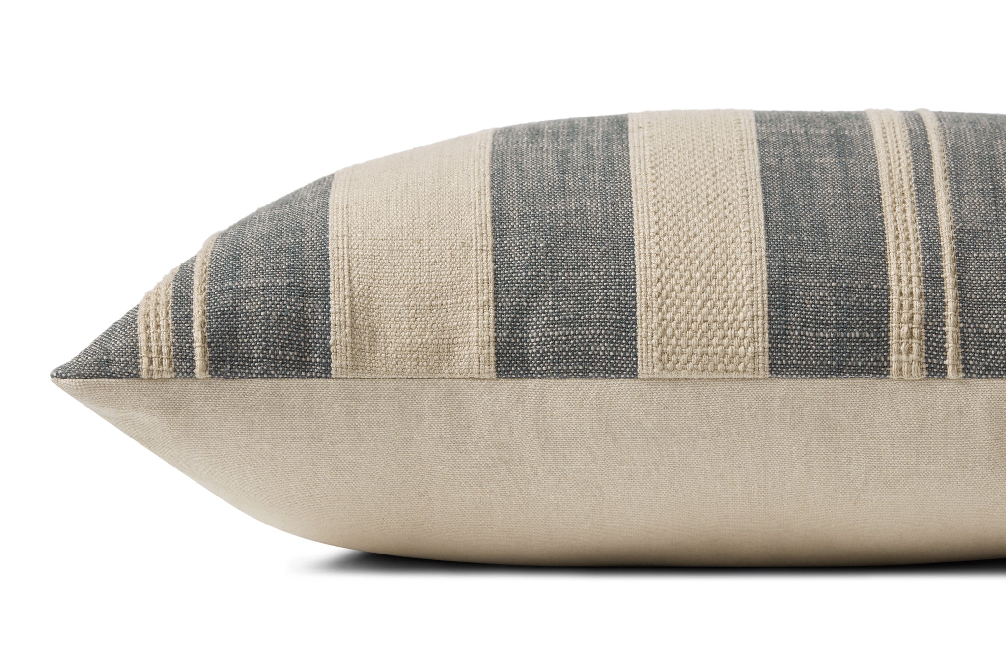 Mia Ivory / Denim Pillow shown from another angle.