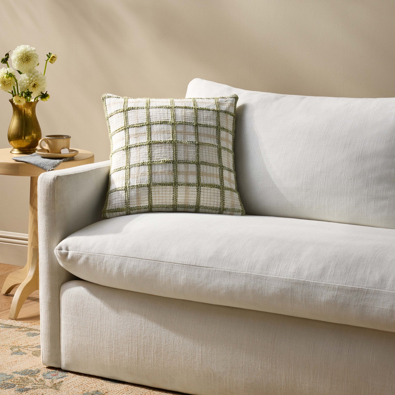 Norman Ivory / Green Pillow — a Loloi pillow at Laurie Yapp Home.