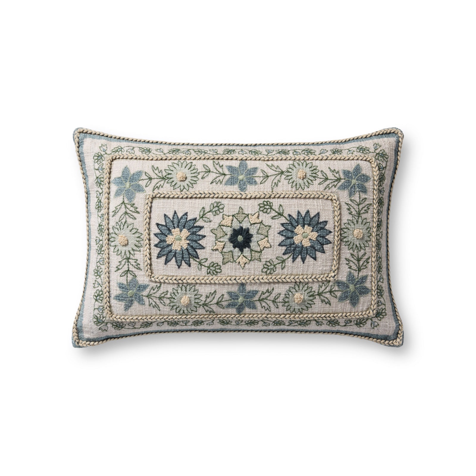 Blue / Multi Pillow (Pattern 4) — a Loloi pillow at Laurie Yapp Home.