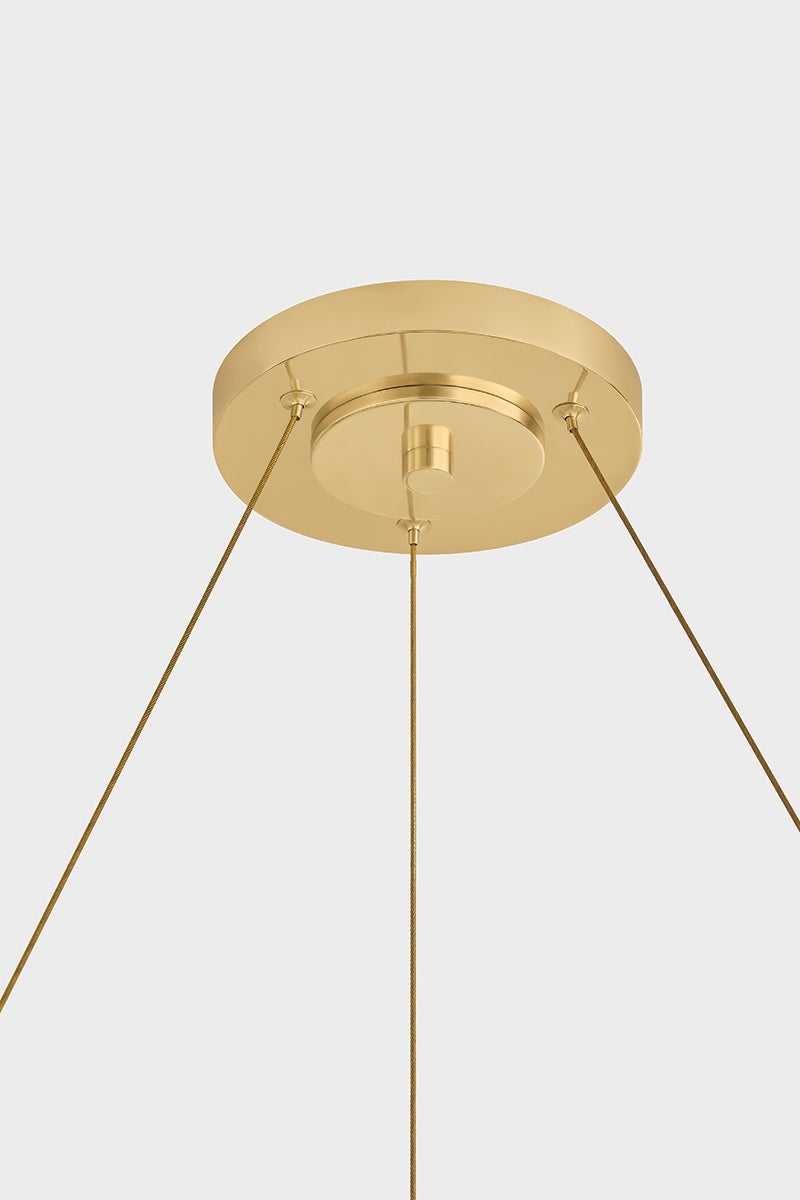Pacama Chandelier 55" in aged brass — a Hudson Valley chandelier for dining rooms, entries, and living rooms at Laurie Yapp Home.