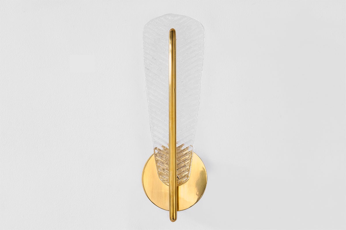 Passaic Wall Sconce in aged brass — a Hudson Valley wall sconce for bathrooms, hallways, and living rooms at Laurie Yapp Home.