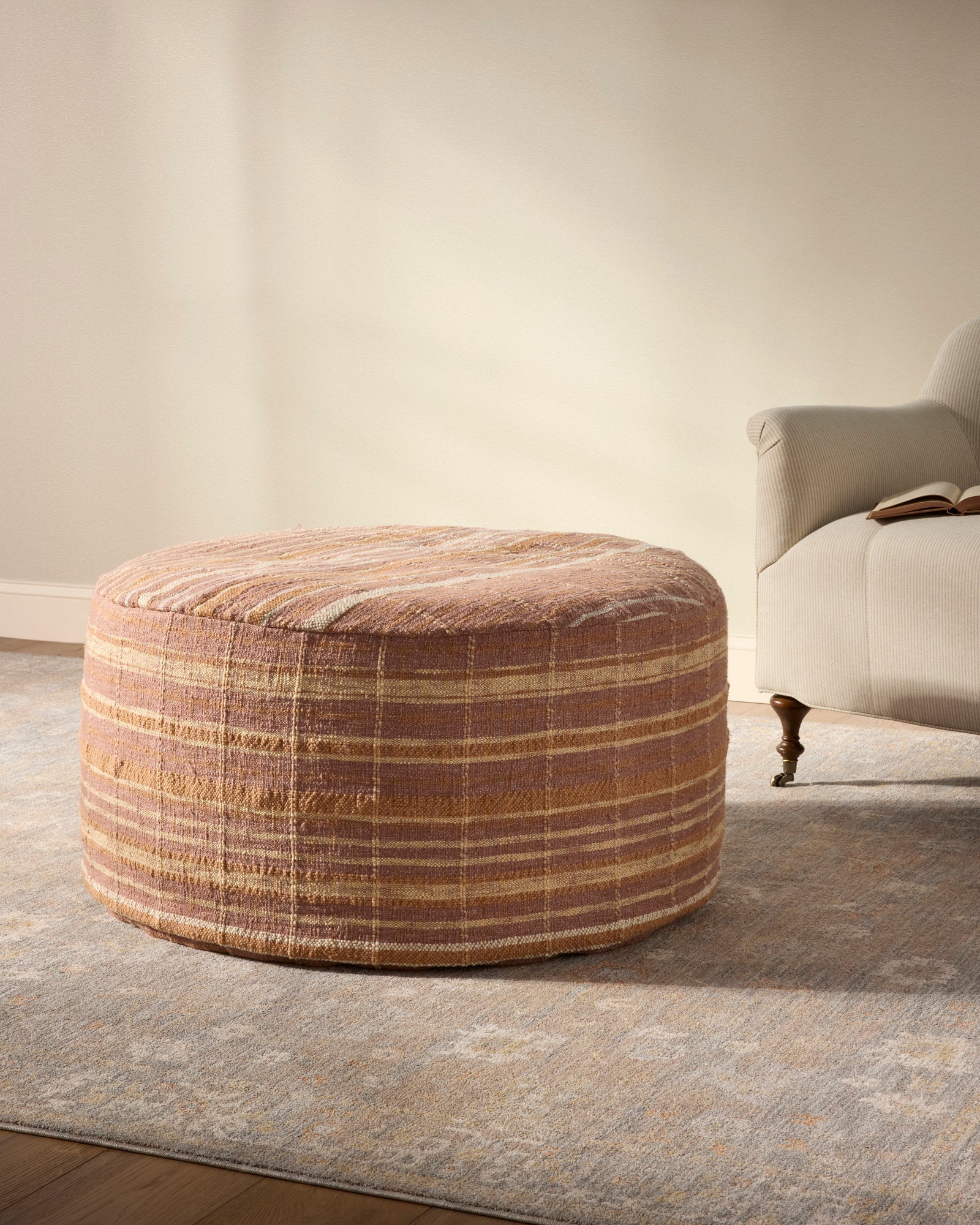 Wallace Clay Clay Pouf — a Loloi pouf at Laurie Yapp Home.