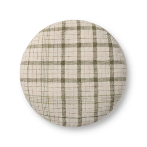 Wallace Cream Cream Pouf shown from a different angle to reveal its pattern.