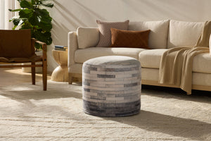 Ivory / Grey Pouf shown from another angle.