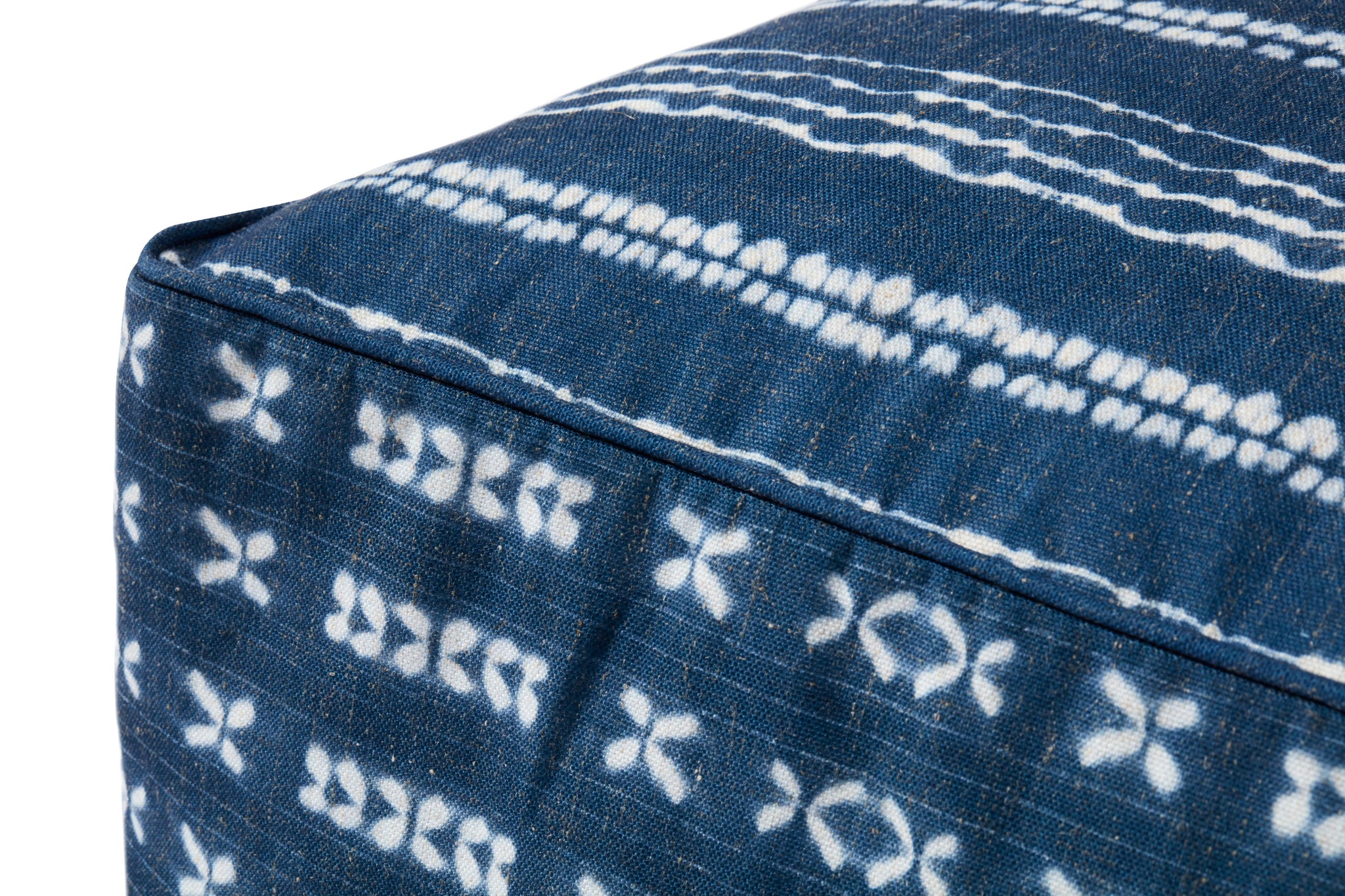 Indigo / Ivory Pouf shown from another angle.