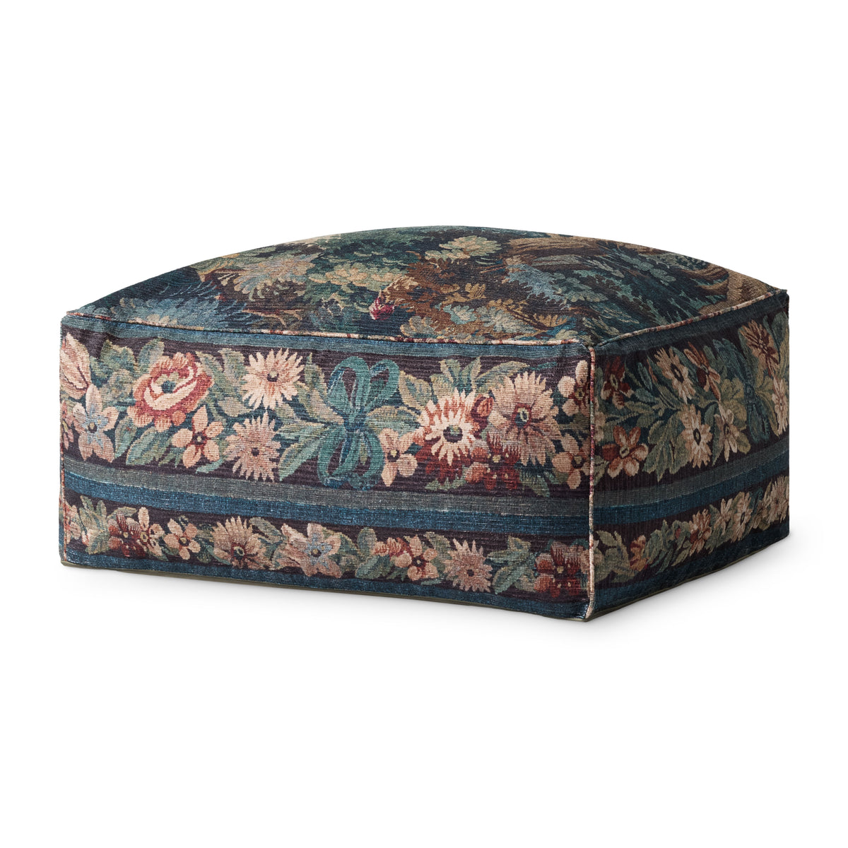 Blue / Multi Pouf — a Loloi pouf at Laurie Yapp Home.