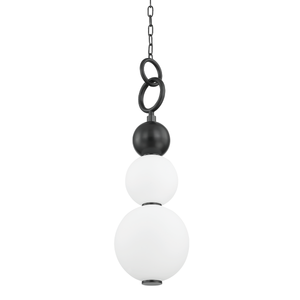Perrin Pendant shown from a second angle to highlight the shade shape and metal detail.
