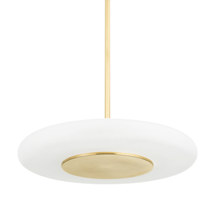 Blyford Pendant 20.75" in aged brass — a Hudson Valley pendant for kitchens, entries, and dining rooms at Laurie Yapp Home.