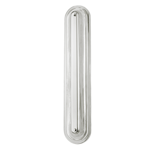 Litton Wall Sconce 5.75" x 28" in polished nickel shown from a second angle to highlight the arm curve and shade silhouette.