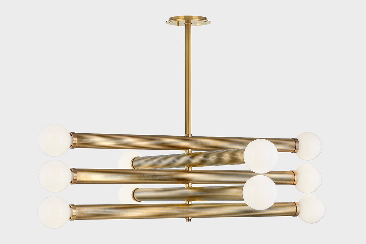 Pienza Chandelier — a Corbett chandelier for dining rooms, entries, and living rooms at Laurie Yapp Home.