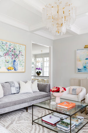 Piemonte Chandelier 32" styled in an elegant dining room for warm, layered light at Laurie Yapp Home.
