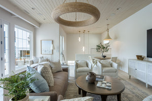 Pietra Pendant 20" styled in an elegant dining room for warm, layered light at Laurie Yapp Home.