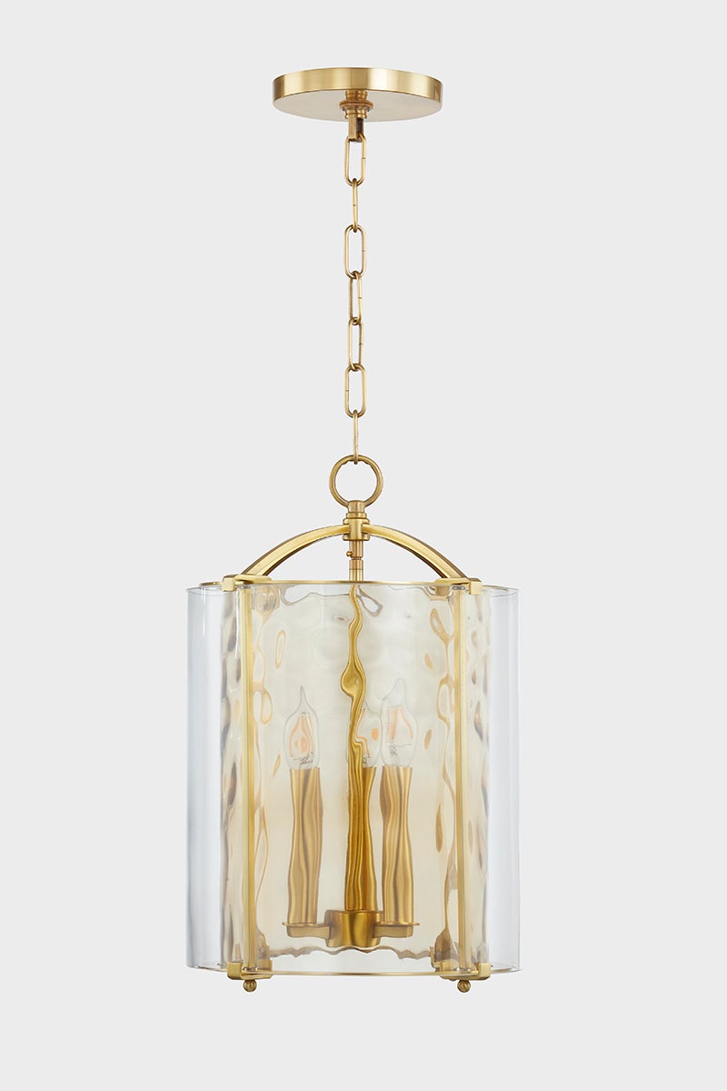 Ramsey Lantern 12" in aged brass — a Hudson Valley lantern for entries, foyers, and covered porches at Laurie Yapp Home.