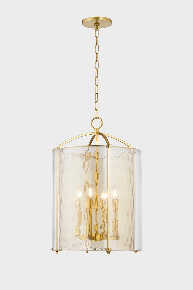 Ramsey Lantern 18" in aged brass — a Hudson Valley lantern for entries, foyers, and covered porches at Laurie Yapp Home.