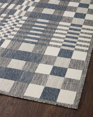 Rainier Ivory / Denim shown from a different angle to reveal its pattern.