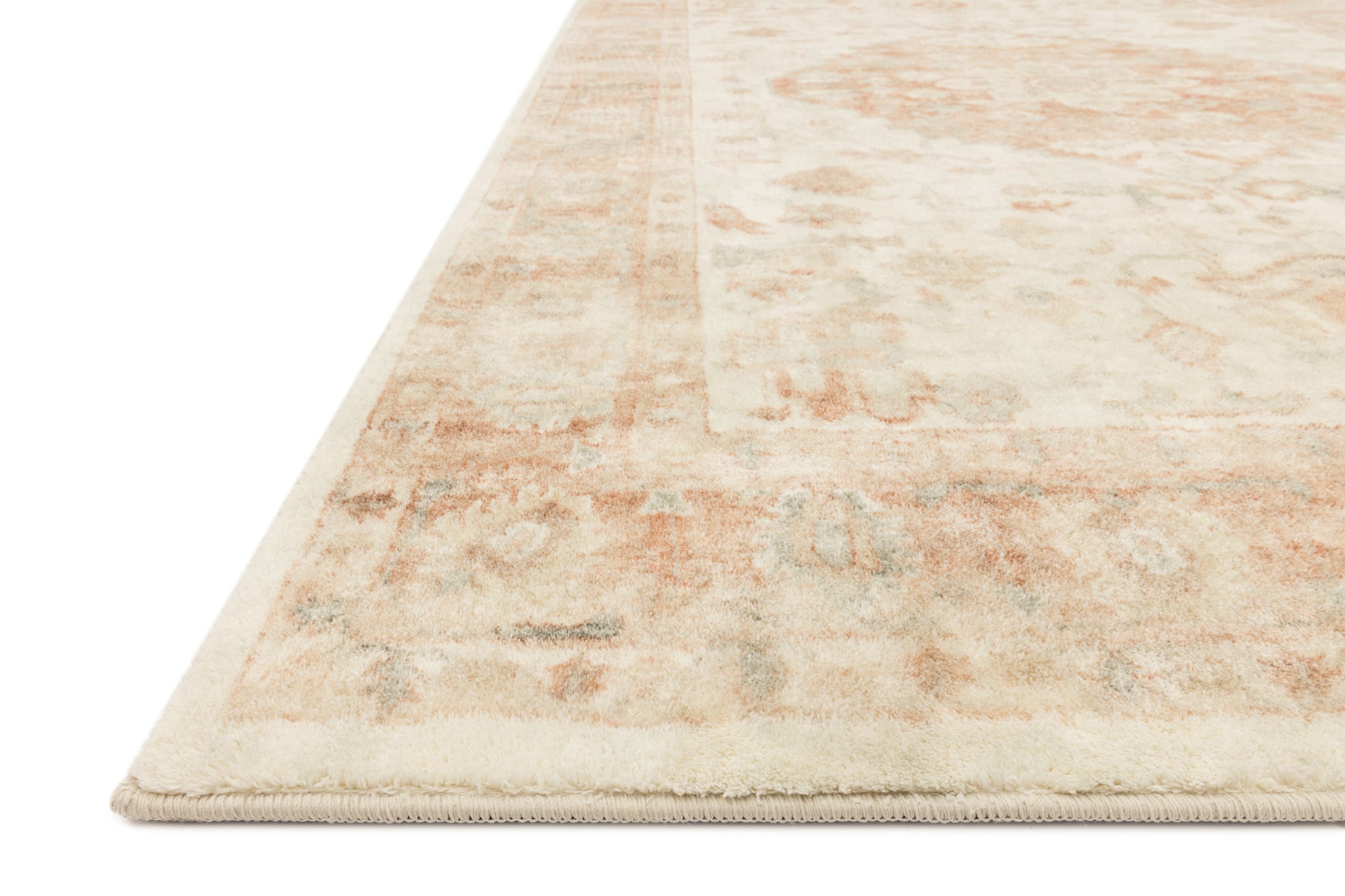 Rosette Ivory / Terracotta shown from a different angle to reveal its pattern.