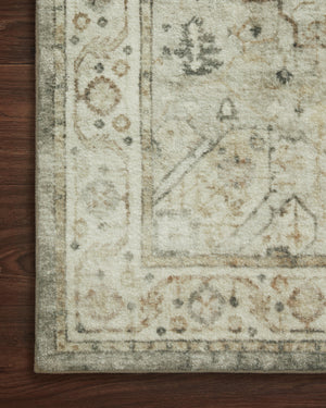 Rosette Sage / Beige shown from a different angle to reveal its pattern.