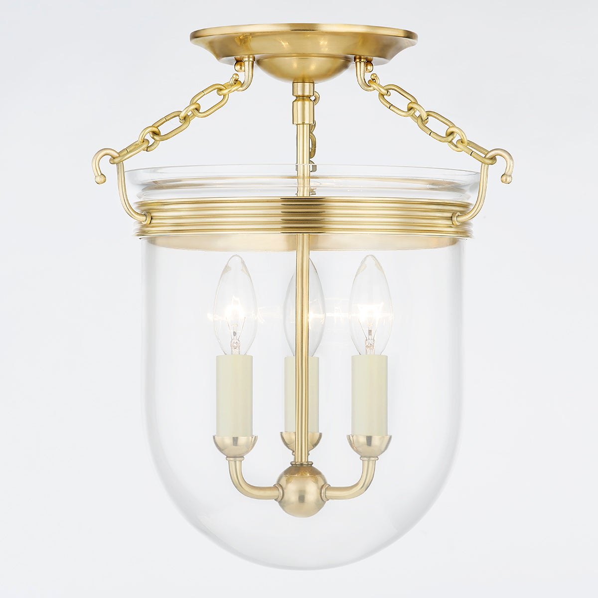 Rousham Semi Flush in aged brass — a Hudson Valley semi flush for hallways, bedrooms, and entryways at Laurie Yapp Home.