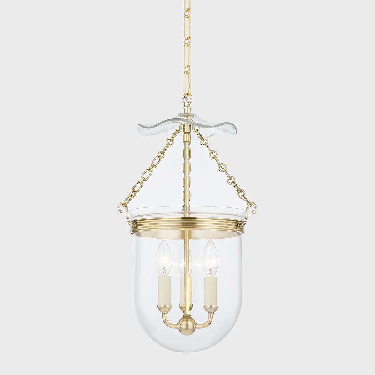 Rousham Lantern 12.75" in aged brass — a Hudson Valley lantern for entries, foyers, and covered porches at Laurie Yapp Home.