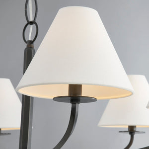 Close-up of the Stacey Chandelier 40.25" in bronze showing the frame, arms, and shade detail.