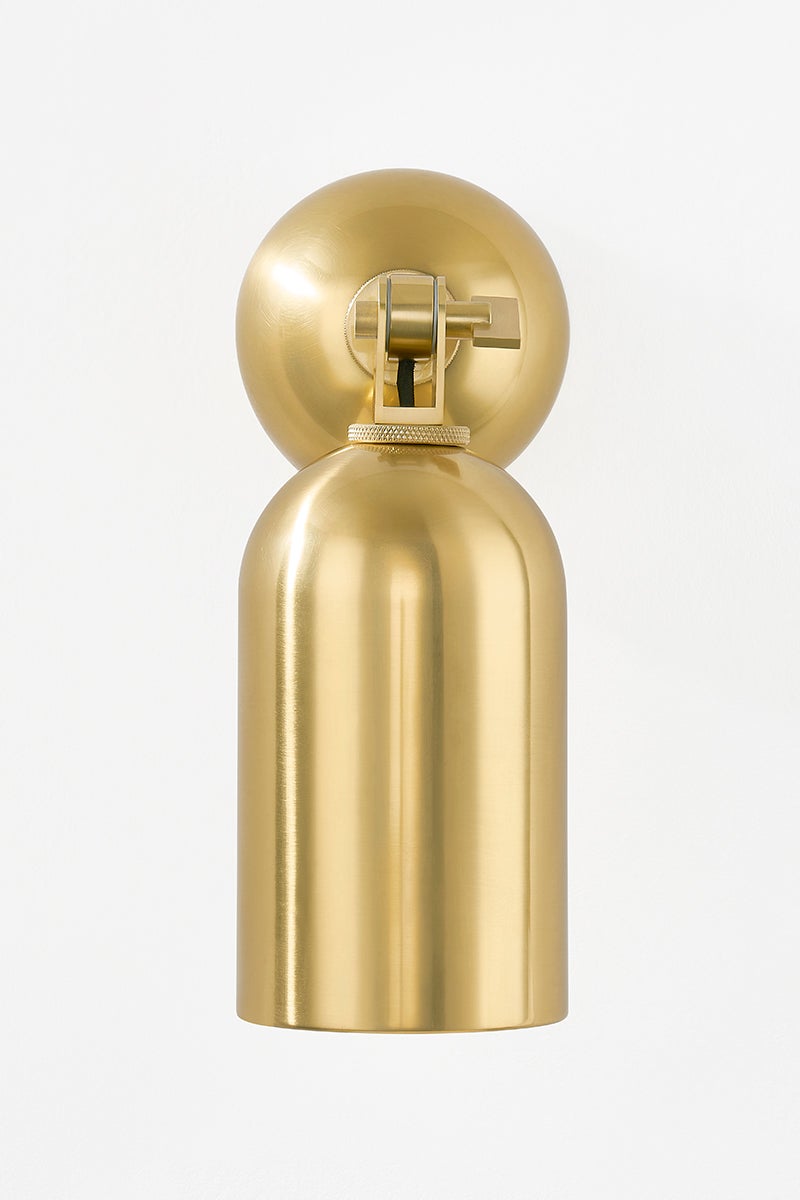Sturbridge Wall Sconce in aged brass — a Hudson Valley wall sconce for bathrooms, hallways, and living rooms at Laurie Yapp Home.