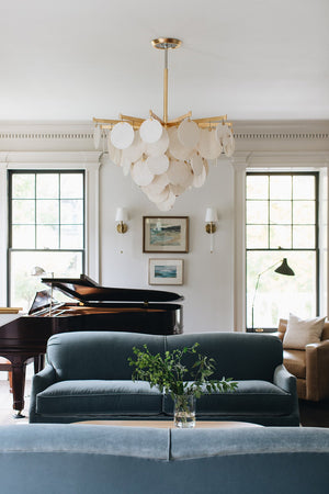 Serenity Chandelier 40" styled in a two-story entry for warm, layered light at Laurie Yapp Home.