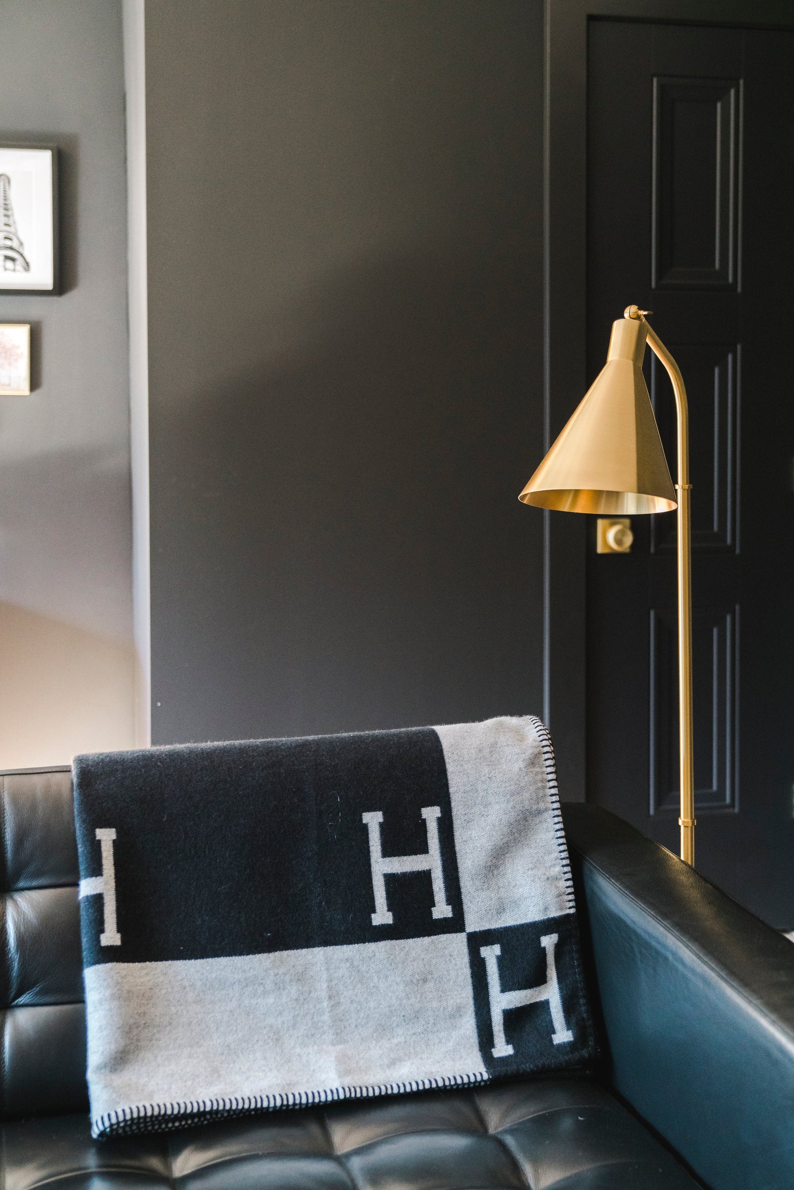 Stanton Floor Lamp in aged brass — a Hudson Valley floor lamp for living rooms and reading nooks at Laurie Yapp Home.
