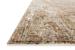 Side view of the Theia Taupe / Gold rug.