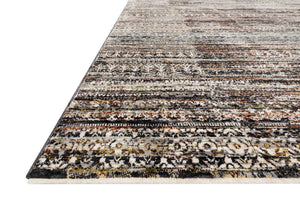 Side view of the Theia Grey / Multi rug.